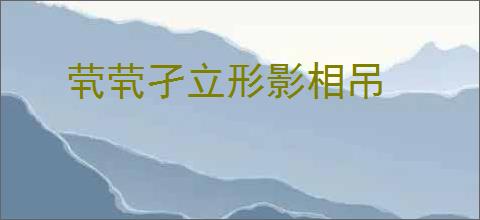 茕茕孑立形影相吊