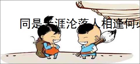 同是天涯沦落人相逢何必曾相识