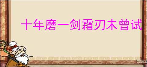 十年磨一剑霜刃未曾试