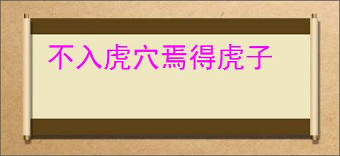 不入虎穴焉得虎子