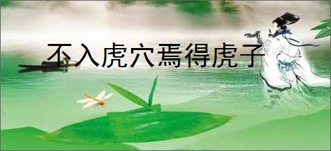 不入虎穴焉得虎子