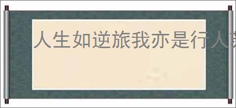 人生如逆旅我亦是行人苏轼《临江仙》