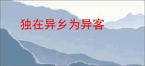 独在异乡为异客