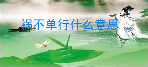 祸不单行什么意思