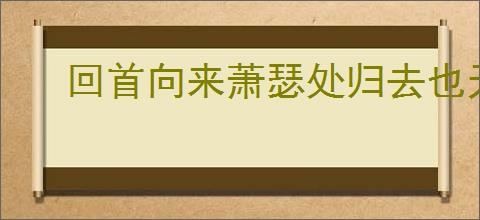 回首向来萧瑟处归去也无风雨也无晴