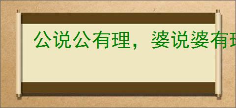 公说公有理，婆说婆有理