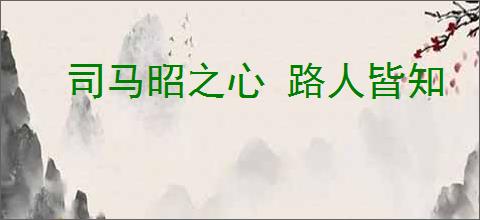 司马昭之心 路人皆知