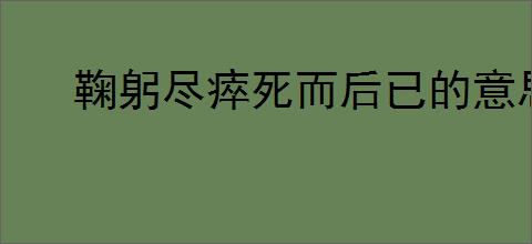 鞠躬尽瘁死而后已的意思